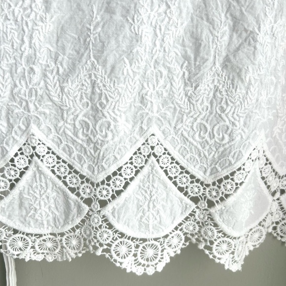 SOFT SURROUNDINGS white cotton embroidered robe lace mini wrap - Picture 2 of 6